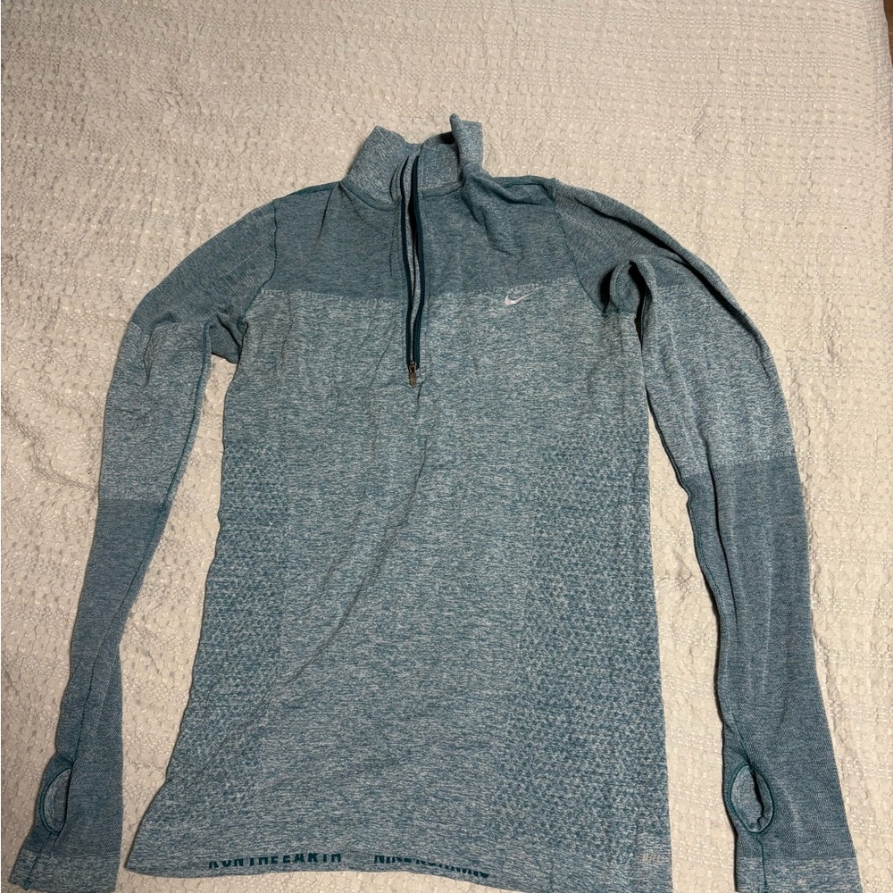 Nike Teal Long Sleeve Half-Zip Top